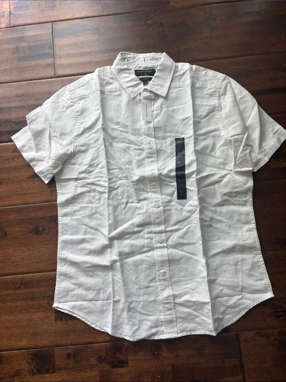 Banana Republic White Short-Sleeve Button-Down Shirt